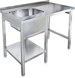 Стол для посудомоечных машин Kayman СПМФ-121/1207 левый для фронт п/м TATRA с ванной