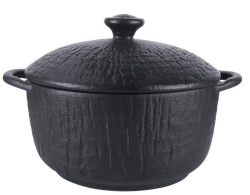 Бульонница P.L. Proff Cuisine Black Raw Wood 500 мл, D 140 мм, H 70 мм