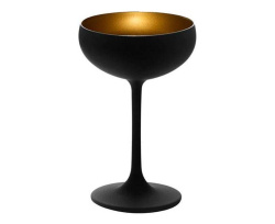 Бокал-блюдце для шампанского Stolzle Elements черно-золотой 230 мл, D 95 мм, H 147 мм