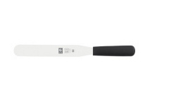 Лопатка кулинарная Icel 375 мм. прямая раб. часть 25*3,7 см. нерж. узкая с пластик. ручкой, черн.