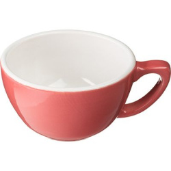 Чашка кофейная Doppio Пур-Амор фарфор 300мл D110/60, H65, L140мм, кораллов., белый