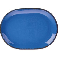 Блюдо Борисовская Керамика «Синий крафт» овальное; L31/22см, керамика, голубой