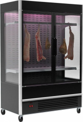 Холодильная горка мясная Carboma FC20-08 VV 1,3-3 X7 (распашные двери структурный стеклопакет) (9005 цвет черный)