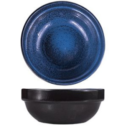 Тарелка Борисовская Керамика «Млечный путь голубой» глубокая; D155, H60мм, фарфор, голубой, черный