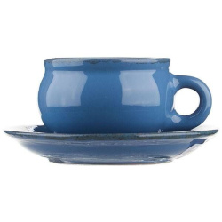 Чайная пара Борисовская Керамика «Синий крафт»; 250мл; D9, H6см, керамика, голубой
