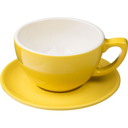 Чашка кофейная Doppio Пур-Амор фарфор 300мл D110/60, H65, L140мм, желт., белый