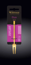 Вилка для улиток Wilmax Diva матово-золотая L 115 мм (на блистере)
