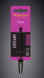 Вилка для улиток Wilmax Diva матово-черная L 115 мм (на блистере)